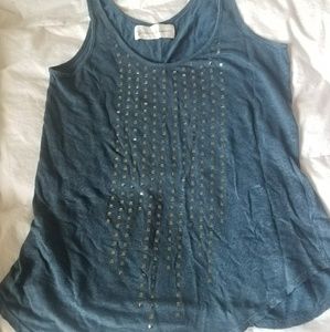 Graham and spencer womens blue studded tank top